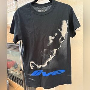 Posty Co Black Graphic Tee with Blue Accents